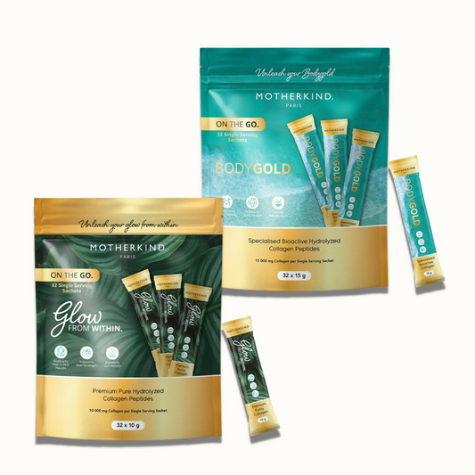 Motherkind Bodygold and Glow from Within Single Servings Travel Bundle